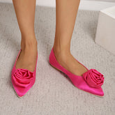 Chaussures plates pointues à talon plat en satin à fleurs et à coupe basse pour femmes